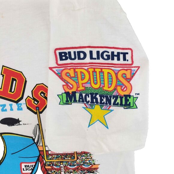 Vintage 1987 Bud Light Spuds Mackenzie Gridiron Frenzy Shirt Mens Small Football - Picture 3 of 8
